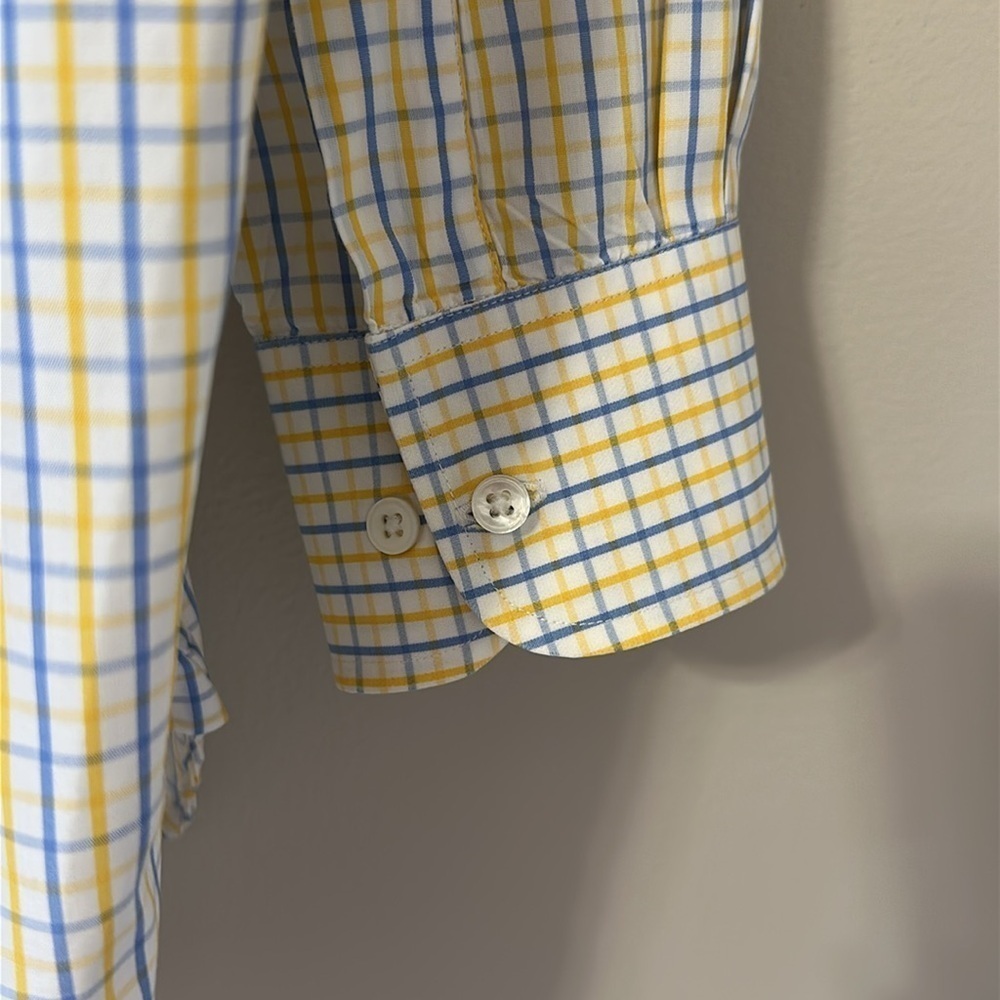 Ben Silver Mens Traditional Check Yellow/Blue Button Down Shirt Sz 16-34 Classic - Picture 9 of 13